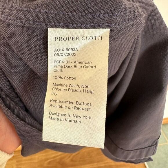 Proper Cloth Mens American Pima Dark Blue Oxford Cloth Pima Cotton Oxford Button - Picture 8 of 12